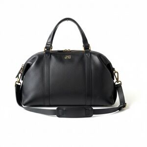 Madewell The Glasgow Satchel Black Pebbled Leather Duffel Bag Monogram JMD